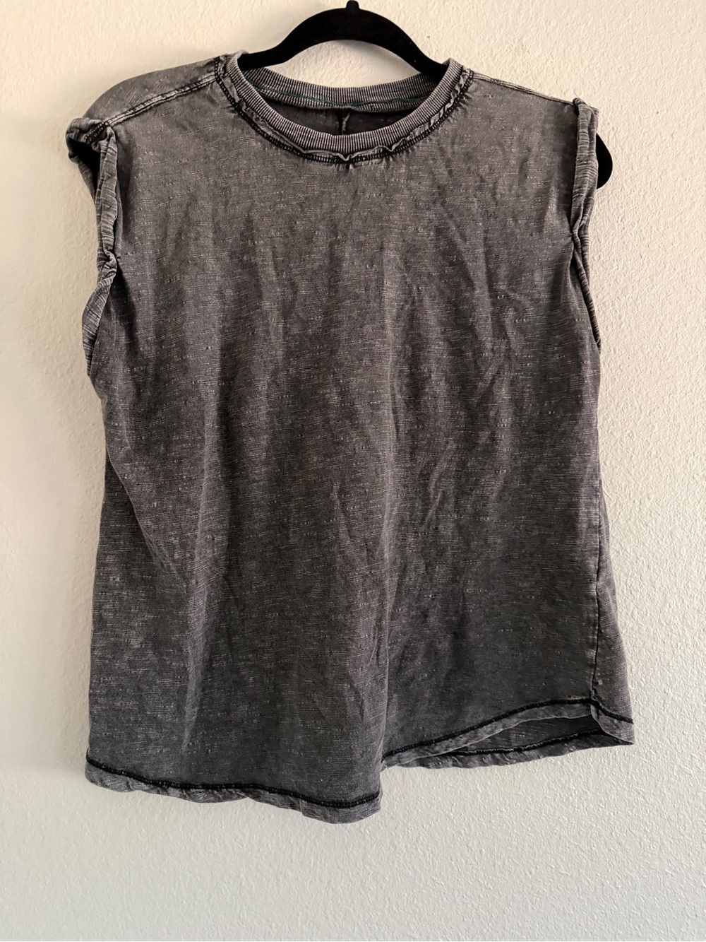Pilcro Anthropologie Tee Top Gray Acid Wash Distressed Goth Grunge Boho